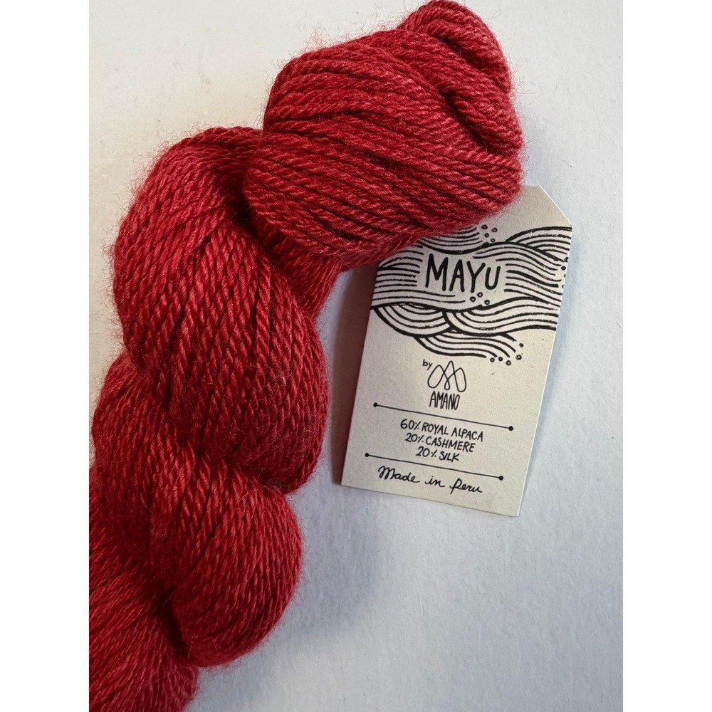 Amano Mayu Alpaca Cashmere Silk Yarn Red 50g 109yd Luxury Yarn